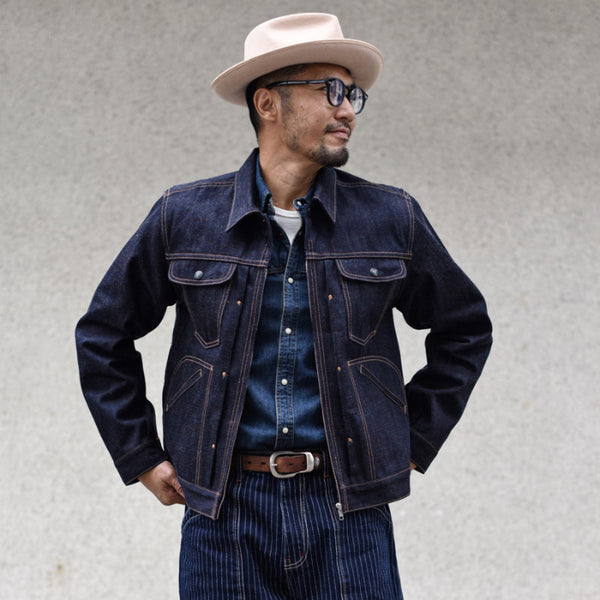 SAUCE ZHAN 539XX 14.5oz Retro Pure Cotton Rainbow Yarn Denim Workwear Jacket