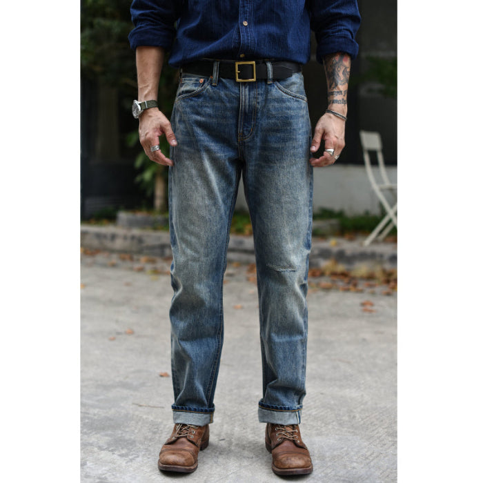 SAUCE ZHAN 308XX 14.8oz Selvedge Straight Leg Micro Tapered Washed Jeans