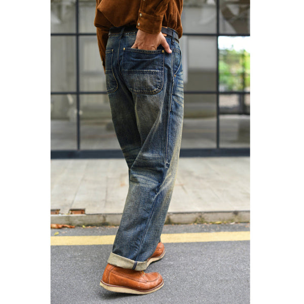 Loose Straight Workwear Washed 14oz Vintage Jeans