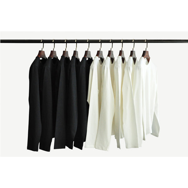 SAUCE ZHAN Retro Black&White Three-Needle Cotton Shirt