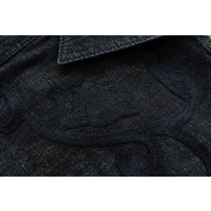 Wool-Embroidered Denim Shirt - Sauce Zhan