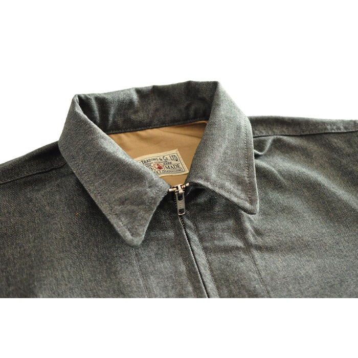 SAUCE ZHAN Retro Dark Grey Pure Cotton Short Workwear Jacket