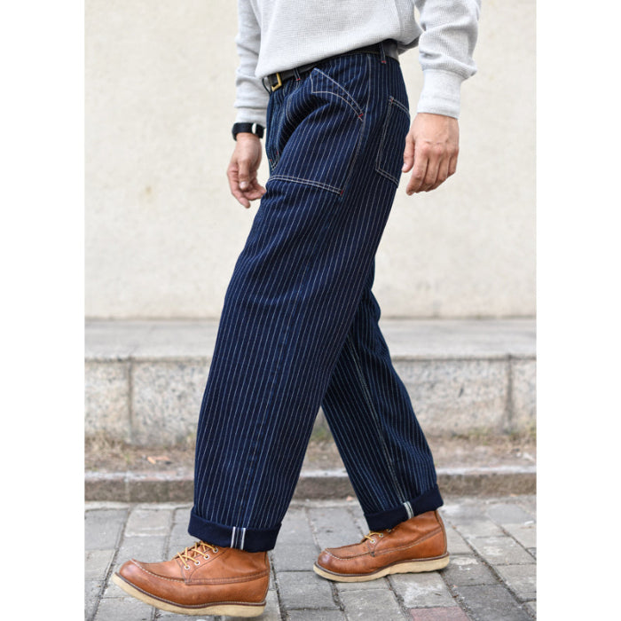SAUCE ZHAN 13oz Straight Fit Workwear Striped Pants