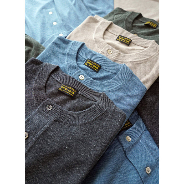 SAUCE ZHAN Knitted Henley Collar T-Shirt