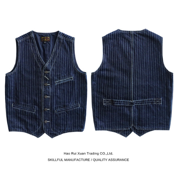 Heart Pattern Discharge-Printed Vintage Vest