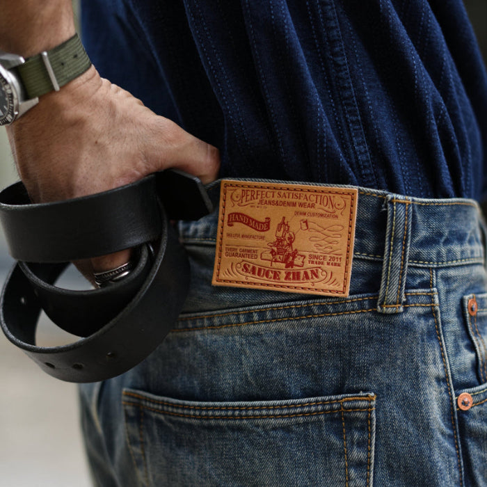 SAUCE ZHAN 308XX 14.8oz Selvedge Straight Leg Micro Tapered Washed Jeans