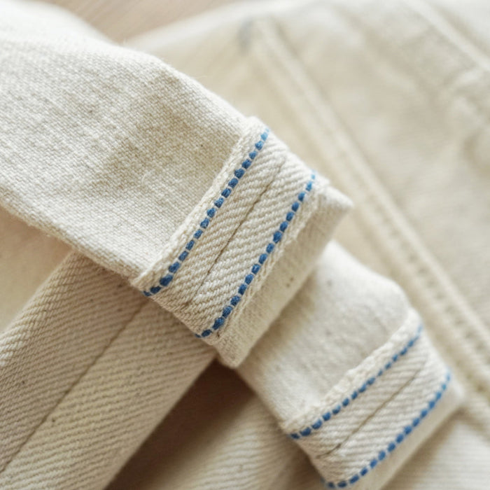 SAUCE ZHAN White Blank Jeans 14.5oz Straight-Leg Selvedge Denim Workwear Pants