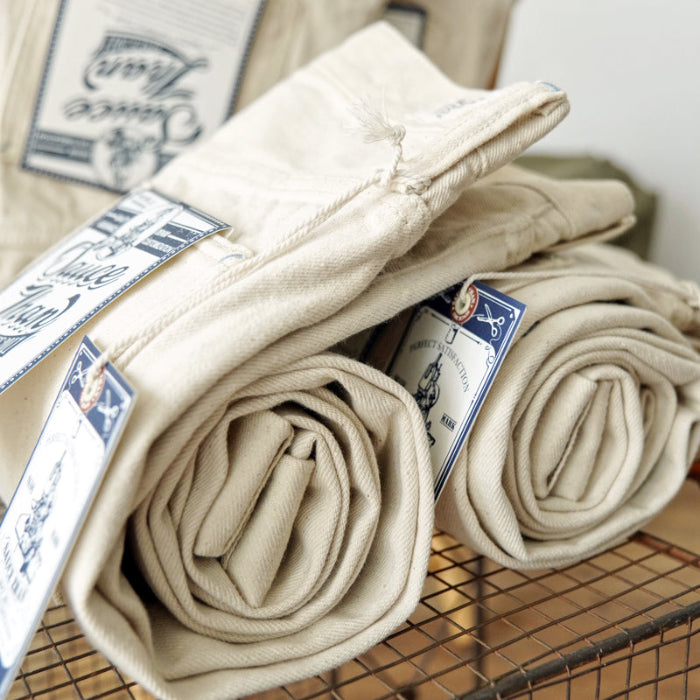 SAUCE ZHAN White Blank Jeans 14.5oz Straight-Leg Selvedge Denim Workwear Pants