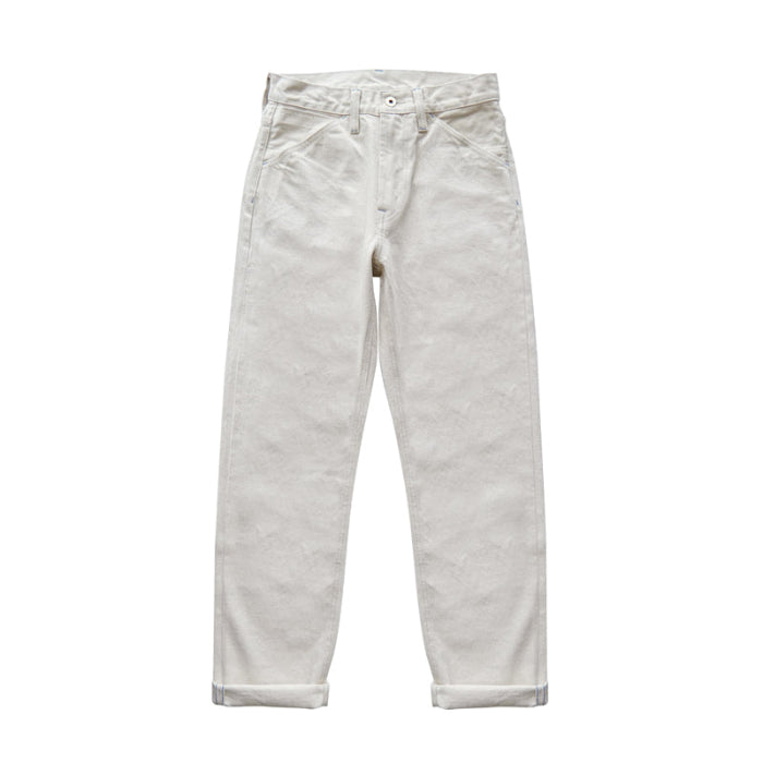 SAUCE ZHAN White Blank Jeans 14.5oz Straight-Leg Selvedge Denim Workwear Pants