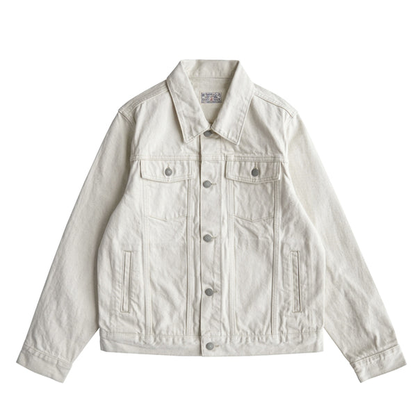 SAUCE ZHAN Retro White Blank Denim Workwear Jacket