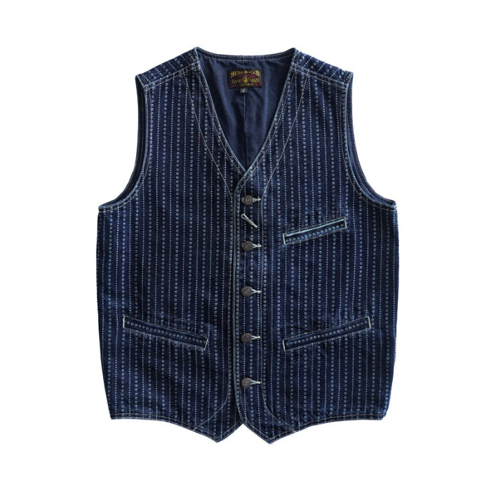 Heart Pattern Discharge-Printed Vintage Vest
