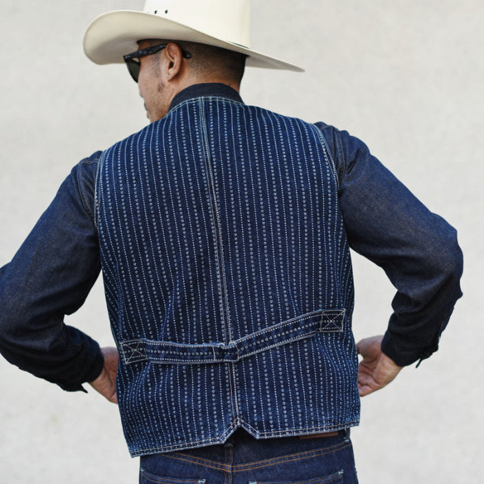 Heart Pattern Discharge-Printed Vintage Vest