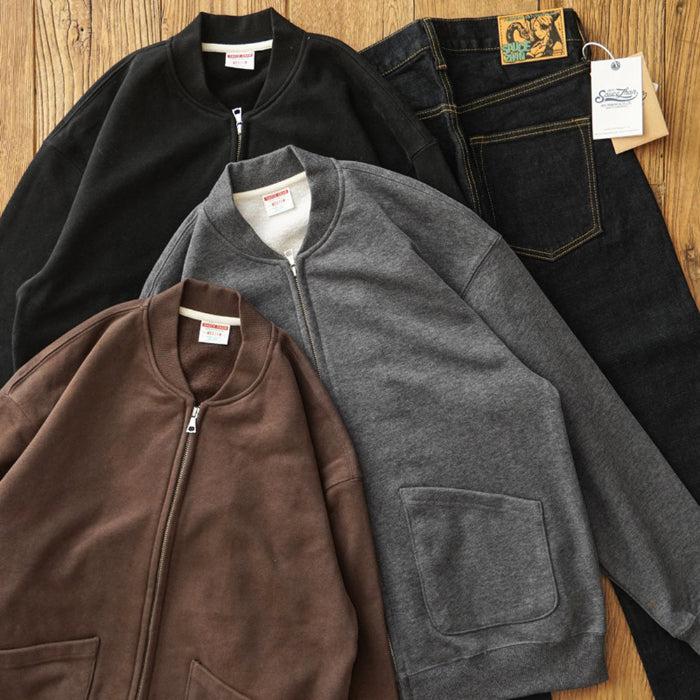 SAUCE ZHAN Vintage Heavyweight Brushed Fleece Dual-Zip Casual Hoodie