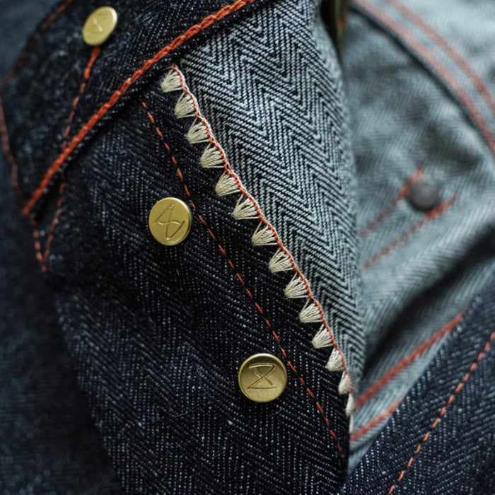 SAUCE Origin EX916 Staright Fit Sneak Year Summer Exclusive Silver Button 10oz Selvedge Denim