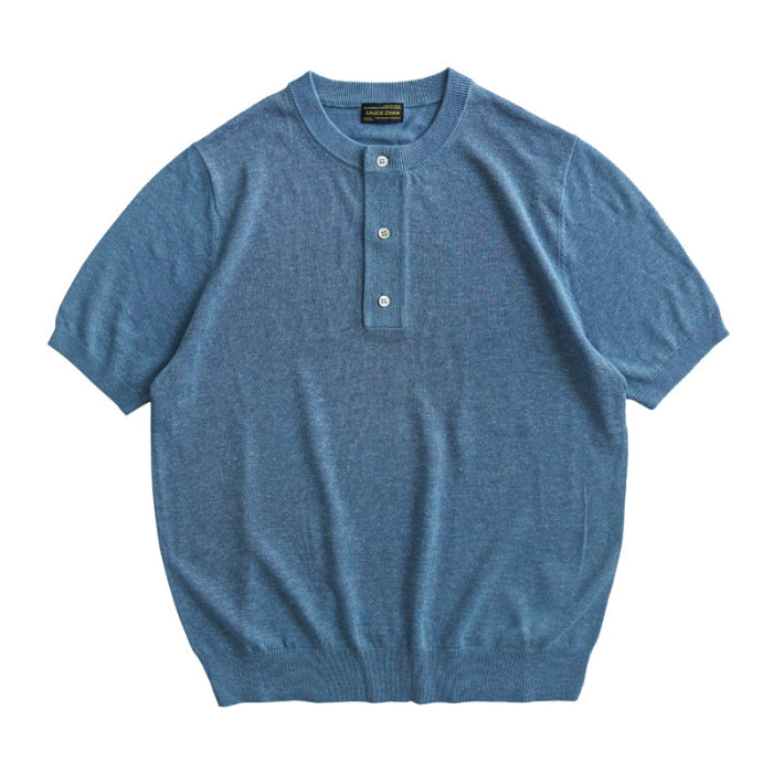 SAUCE ZHAN Knitted Henley Collar T-Shirt