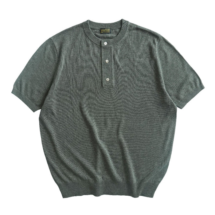 SAUCE ZHAN Knitted Henley Collar T-Shirt