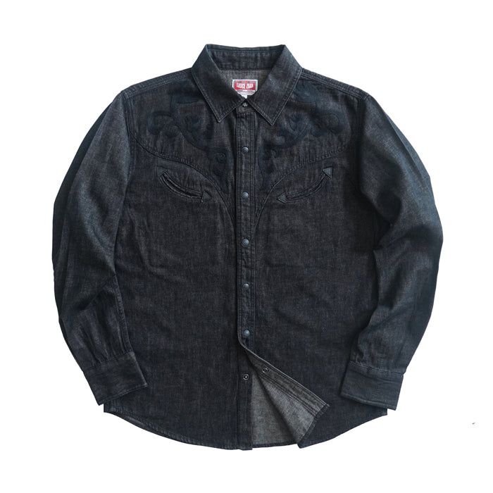 Wool-Embroidered Denim Shirt - Sauce Zhan