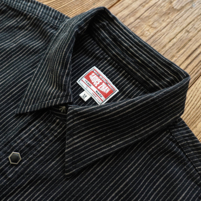 saucezhan Black Striped Western Casual Vintage Shirts