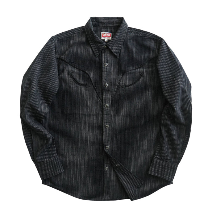 saucezhan Black Striped Western Casual Vintage Shirts