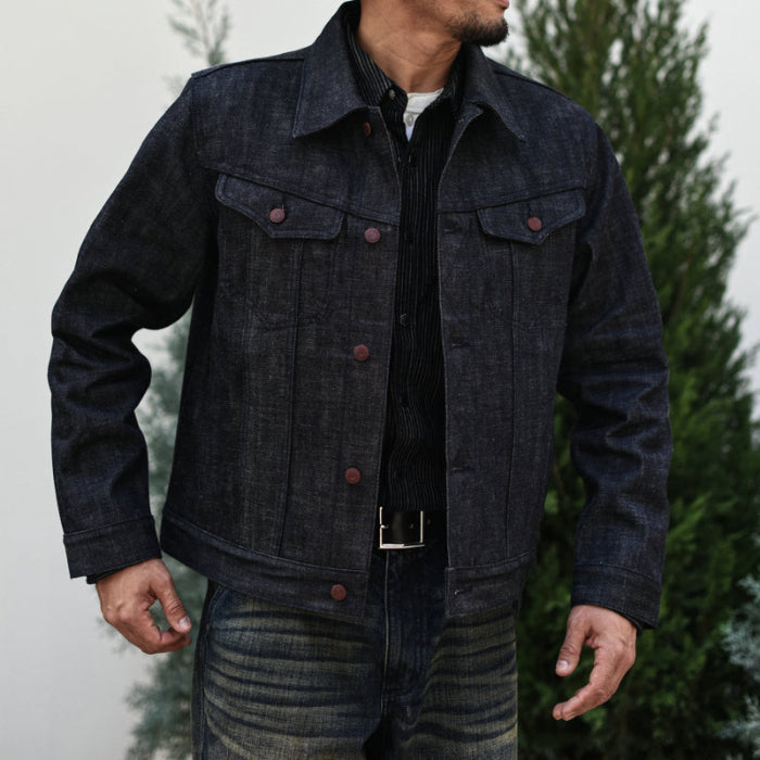Red Core Retro Workwear Denim Jacket – Sauce Zhan