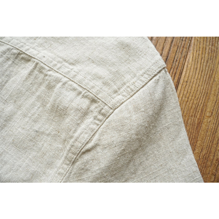 SAUCE ZHAN Western-Style Ramie Beige Shirt