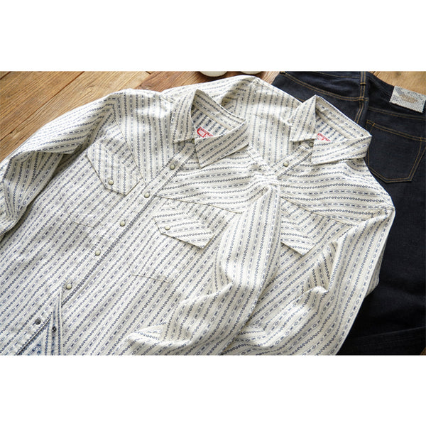 SAUCE ZHAN Retro Printed Cotton-Linen Shirt