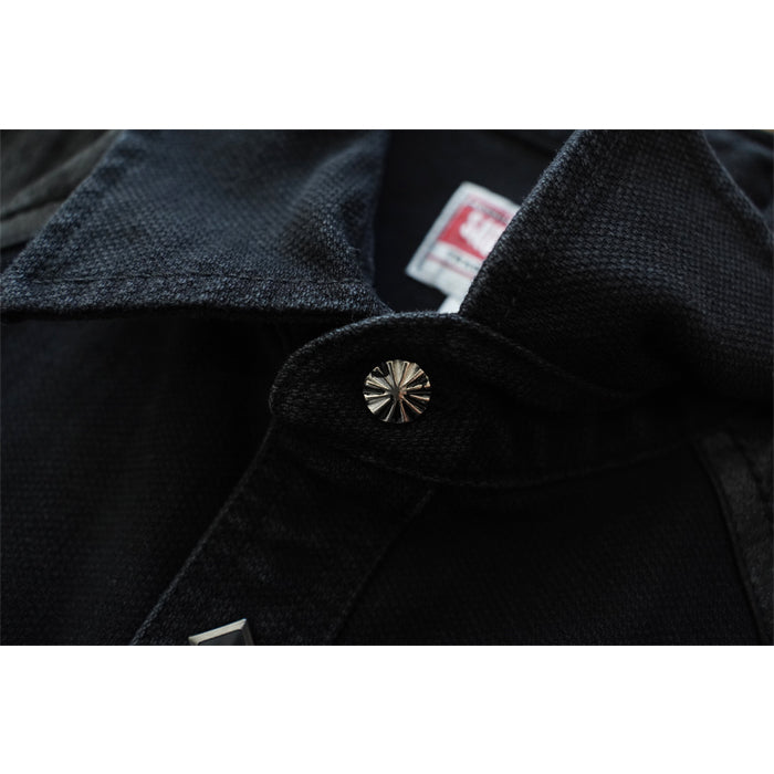 SAUCE ZHAN Black Retro Western-Style Patchwork Shirt