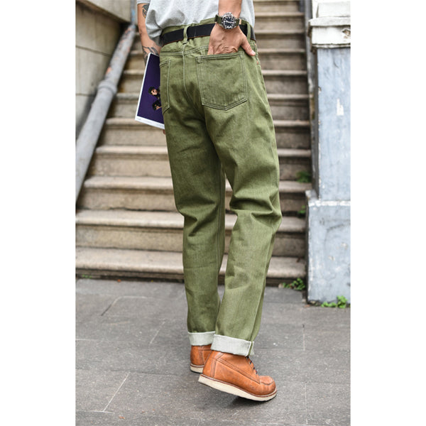 SAUCE ZHAN 311XX 14oz Selvedge OG107 Sulfur Green Trousers