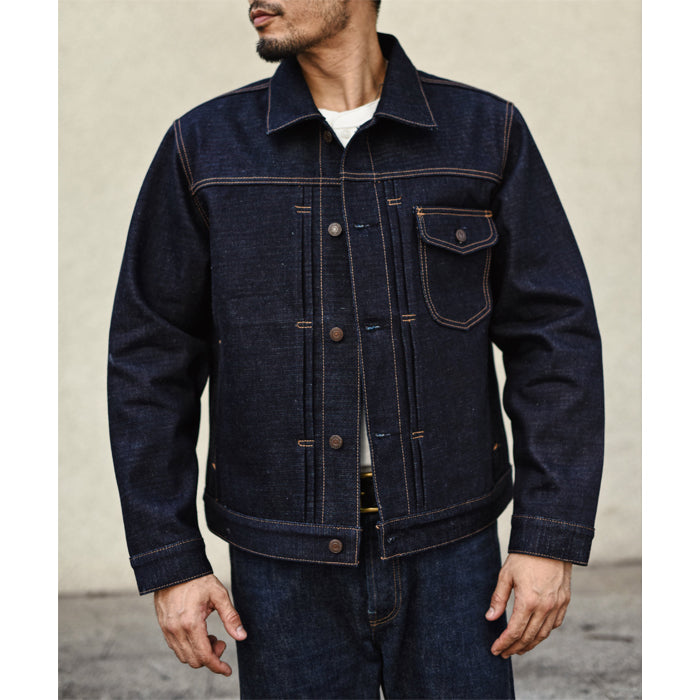 Heavyweight 21oz Retro Rainbow Yarn Workwear Denim Jacket - Sauce Zhan