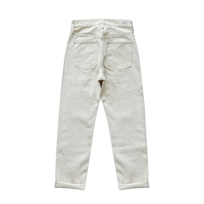 SAUCE ZHAN White Blank Jeans 14.5oz Straight-Leg Selvedge Denim Workwear Pants