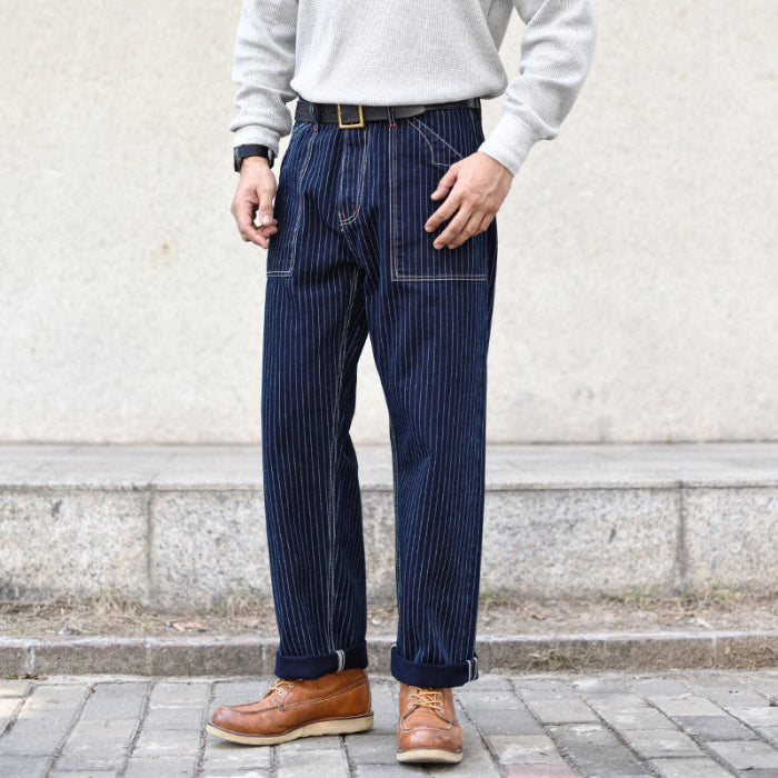 SAUCE ZHAN 13oz Straight Fit Workwear Striped Pants