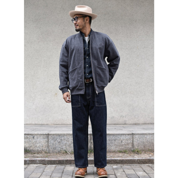 SAUCE ZHAN Vintage Heavyweight Brushed Fleece Dual-Zip Casual Hoodie