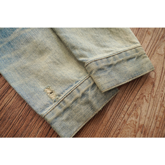 SAUCE ZHAN Retro 14.5oz Pure Cotton Washed Denim Workwear Jacket