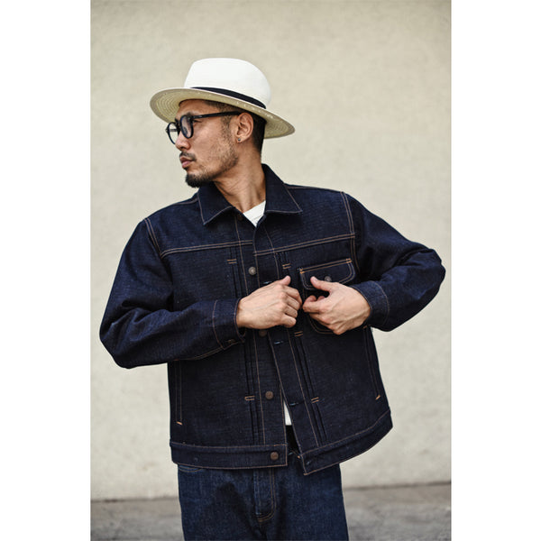 Heavyweight 21oz Retro Rainbow Yarn Workwear Denim Jacket - Sauce Zhan