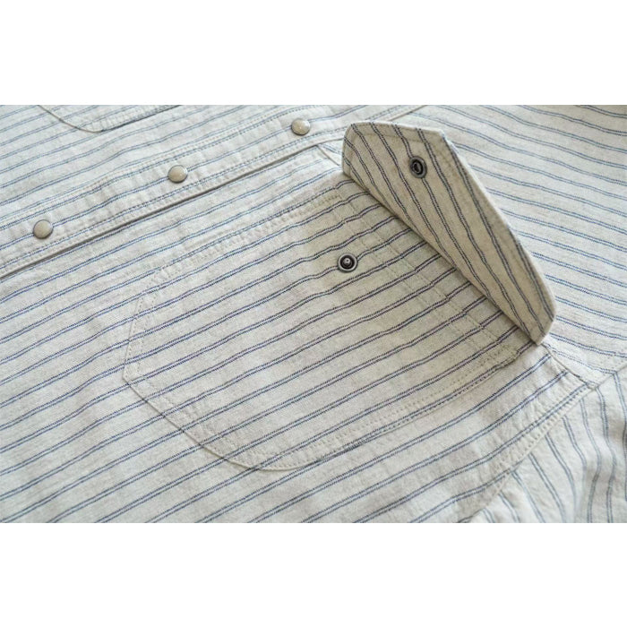 SAUCE ZHAN Linen-Cotton Striped Work Shirt
