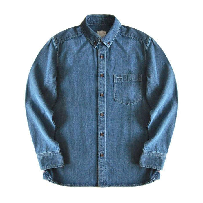 SAUCE ZHAN Pure Cotton Solid Color Casual Classical Washed Denim Shirt