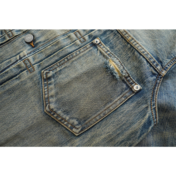 SAUCE ZHAN Retro 14.5oz Pure Cotton Washed Denim Workwear Jacket