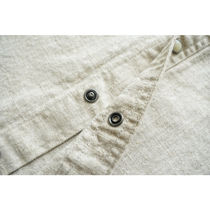 SAUCE ZHAN Western-Style Ramie Beige Shirt