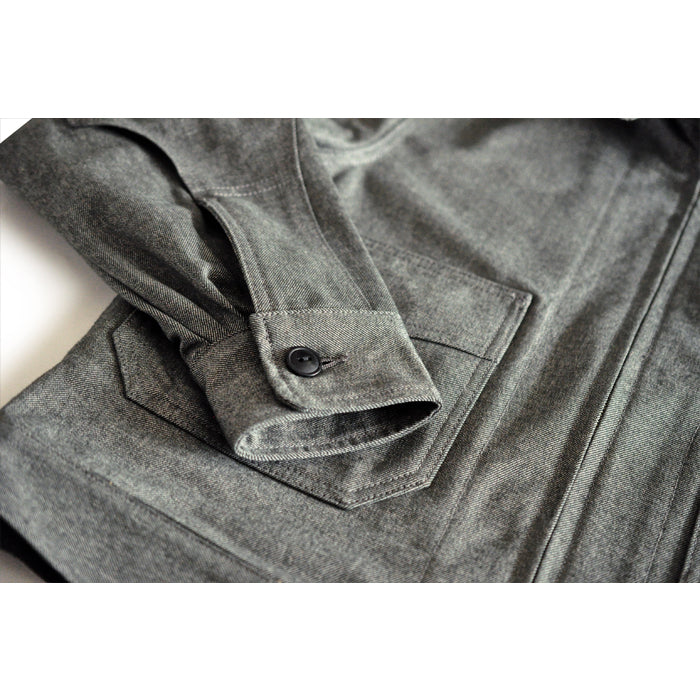 SAUCE ZHAN Retro Dark Grey Pure Cotton Short Workwear Jacket