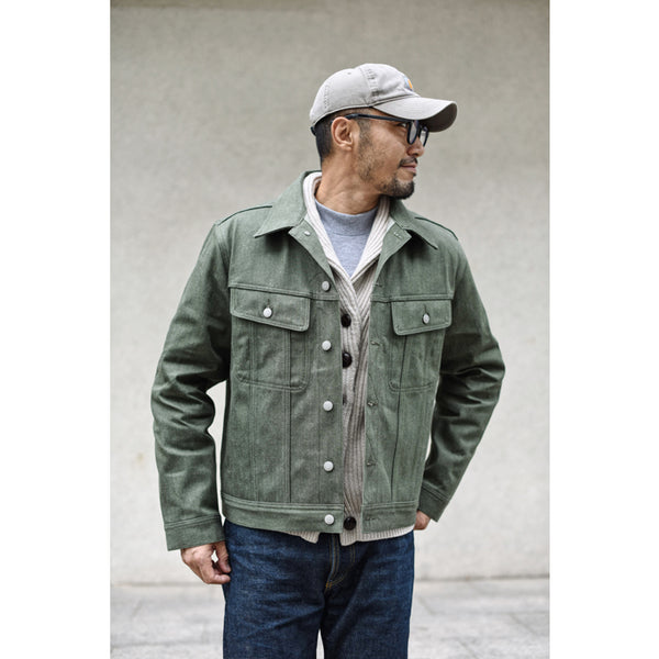 SAUCE ZHAN Retro 14oz Utility Unwashed Pure Cotton Denim Jacket