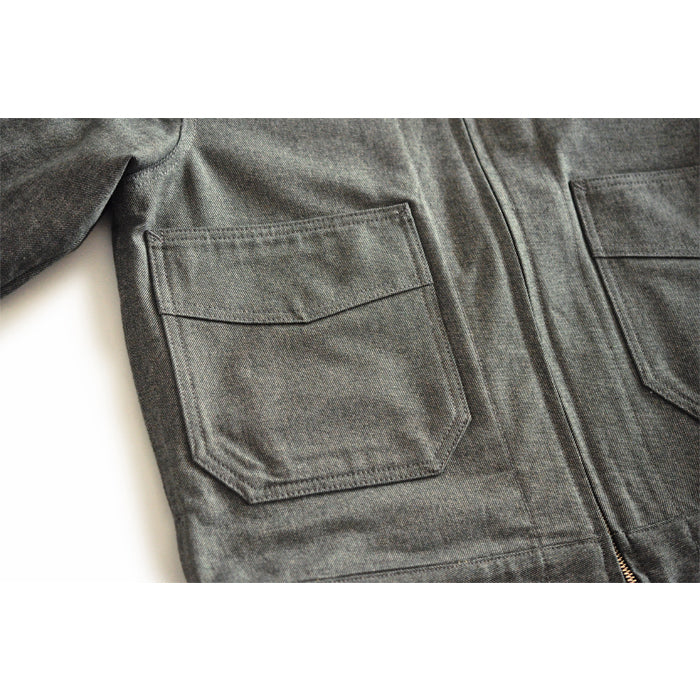 SAUCE ZHAN Retro Dark Grey Pure Cotton Short Workwear Jacket