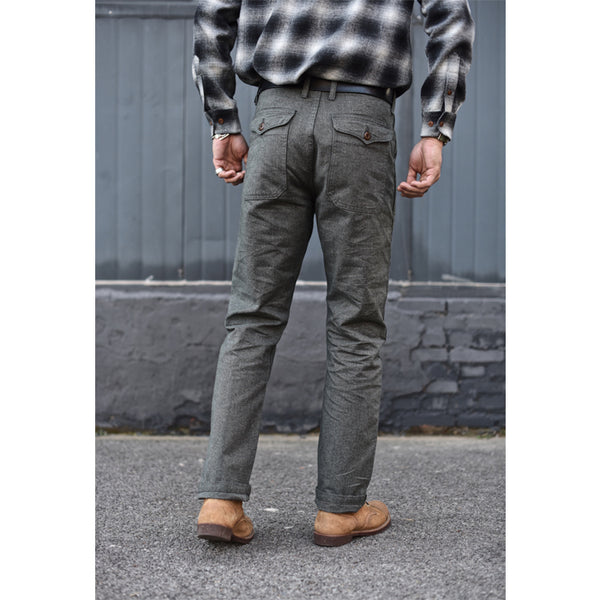 SAUCE ZHAN Retro Casual Dark Grey Pure Cotton Workwear Trousers