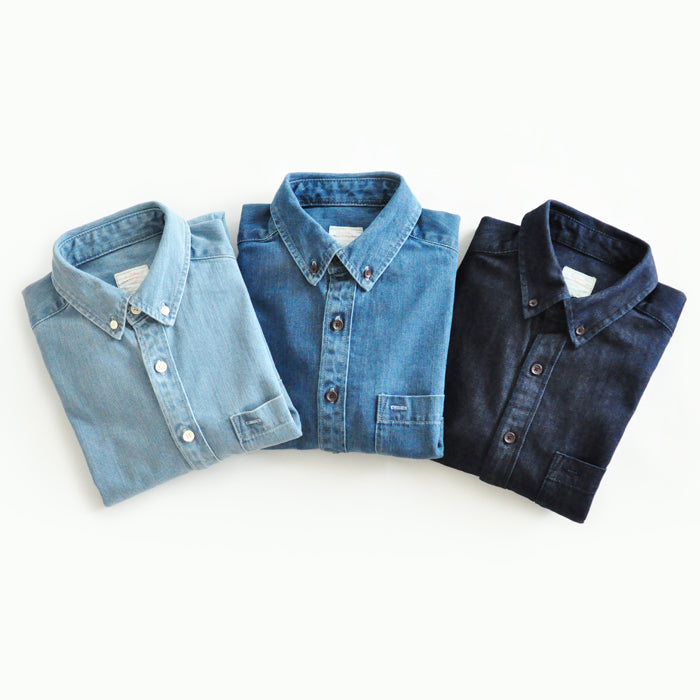 SAUCE ZHAN Pure Cotton Solid Color Casual Classical Washed Denim Shirt