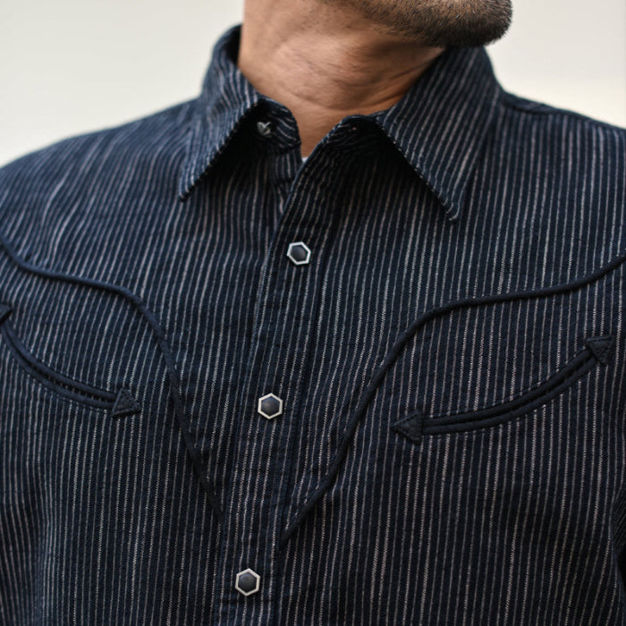 saucezhan Black Striped Western Casual Vintage Shirts