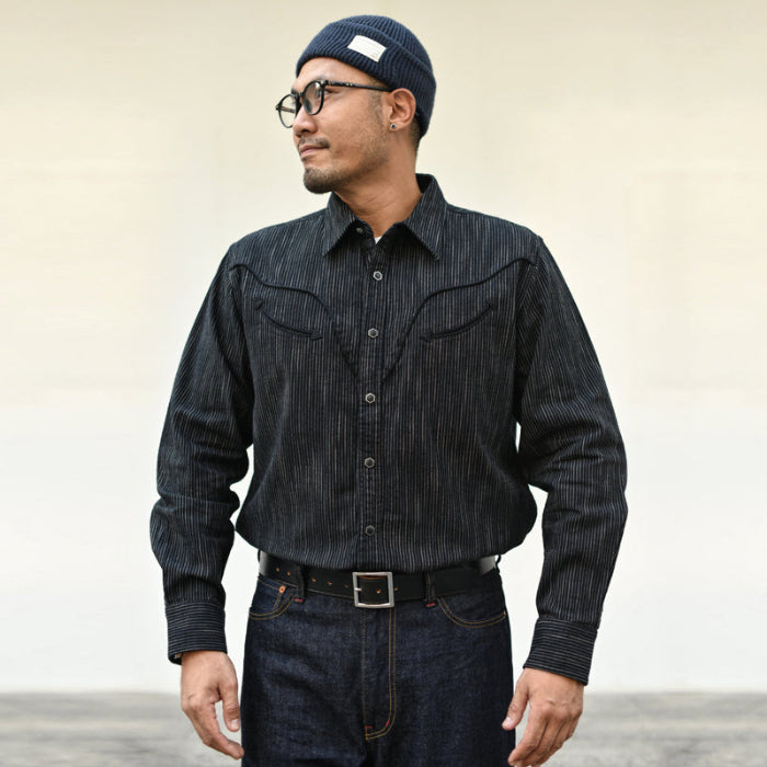 saucezhan Black Striped Western Casual Vintage Shirts