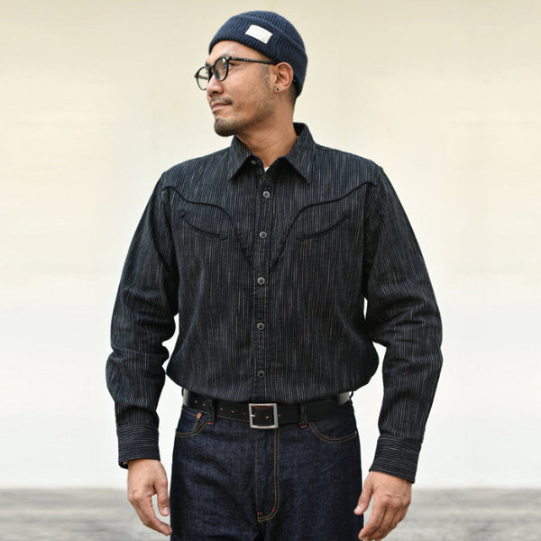 saucezhan Black Striped Western Casual Vintage Shirts